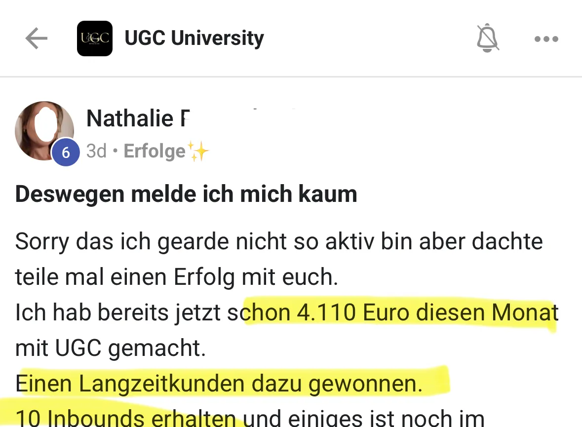 Nathalie — 4.110€ in einem Monat mit UGC