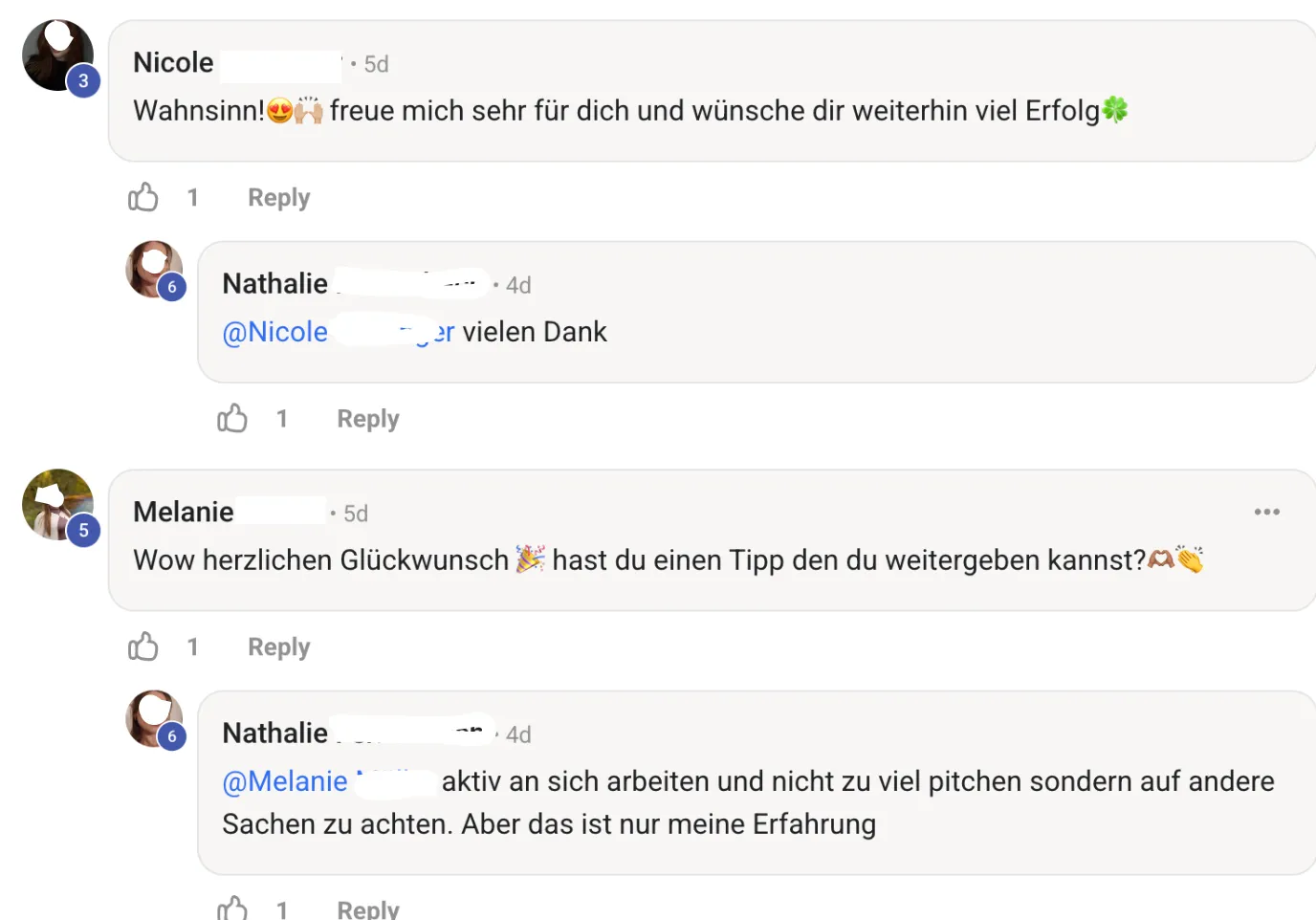Community Kommentare — Nicole, Melanie & Nathalie