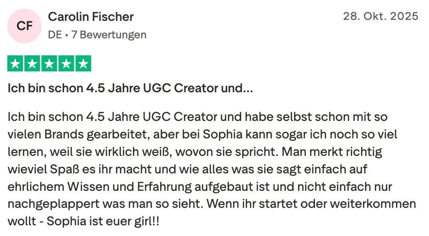 Carolin — 5-Sterne Bewertung