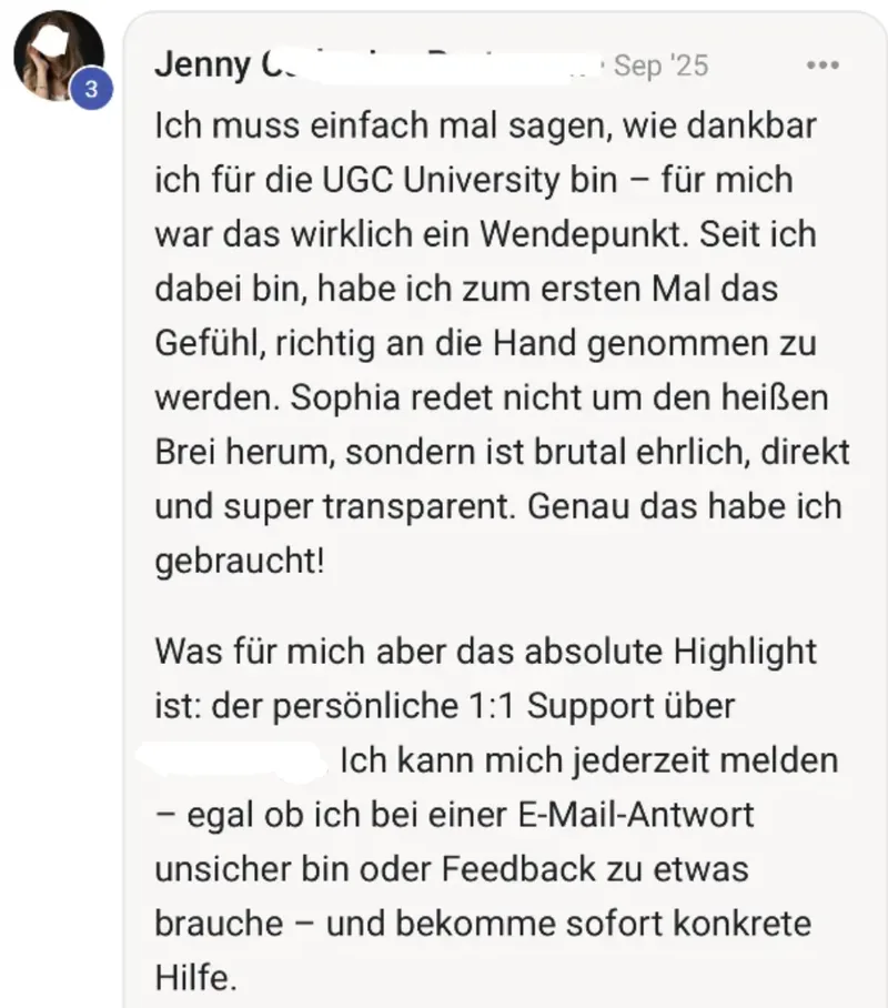 Jenny — 1:1 Support & persönliche Betreuung